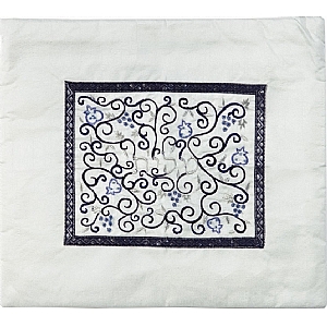 Emanuel Embroidered Tallit Bag -  Blue on White