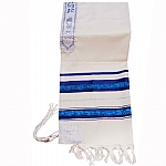 Traditional Wool Tallit with Decorative Ribbon Style # BLG