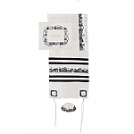 Yair Emanuel Tallit Embroidered Jerusalem in Black