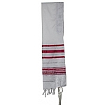 Acrylic (Imitation Wool) Tallit Prayer Shawl in Fuchsia and Silver Stripes