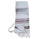 Acrylic (Imitation Wool) Tallit Prayer Shawl in Maroon and Gold Stripes
