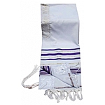 Acrylic (Imitation Wool) Tallit Prayer Shawl in Purple and Gold Stripes