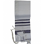 Acrylic (Imitation Wool) Tallit Prayer Shawl in Purple and Silver Stripes