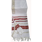 Acrylic (Imitation Wool) Tallit Prayer Shawl in Red and Gold Stripes