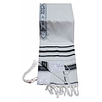 Acrylic (Imitation Wool) Tallit Prayer Shawl in Black and Silver Stripes