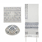Yair Emanuel Embroidered Tallit- Antique Silver