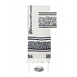 Yair Emanuel Tallit Embroidered Jerusalem - Black