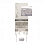 Yair Emanuel Tallit Embroidered Jerusalem - Silver
