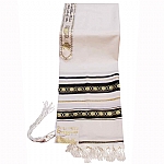 Traditional Wool Tallit with Decorative Ribbon Style # 20