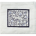 Emanuel Embroidered Tallit Bag -  Blue on White