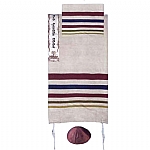 Yair Emanuel Hand Woven Raw Silk Tallit Set in Multi Colors