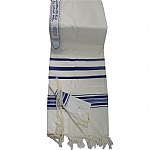 Traditional Wool Tallit in Blue and White Stripes