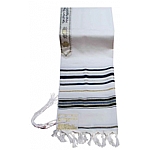 Traditional Lurex Wool Tallit in Black and Gold Stripes