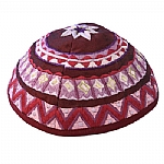 Emanuel Embroidered Kippah, Geometrical - Magenta