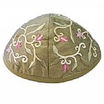 Emanuel Embroidered Kippah, Flowers - Gold