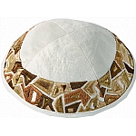 Emanuel Embroidered Kippah, Geometrical - Gold