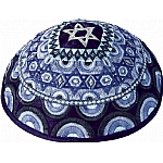Emanuel Embroidered Kippah, Magen David- Blue