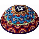 Emanuel Embroidered Kippah, Magen David- Multicolor