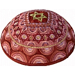 Emanuel Embroidered Kippah, Magen David- Pink