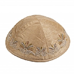 Emanuel Embroidered Kippah, Flowers - Gold