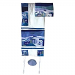 Yair Emanuel Jerusalem in Blue Silk Tallit Set