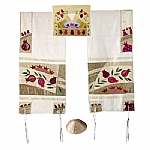 Yair Emanuel Pomegranates in Gold Silk Tallit Set