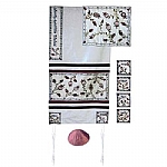 Yair Emanuel Matriarchs Embroidered on White Silk Applique'd Tallit