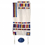 Yair Emanuel Raw Silk Appliqued Stripes Tallit Multicolor