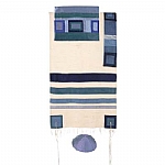 Yair Emanuel Blue Silk Tallit with Stripes