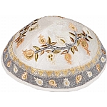 Emanuel Embroidered Kippah, Pomegranates - Gold