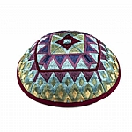 Emanuel Embroidered Kippah Geometric - Multicolor
